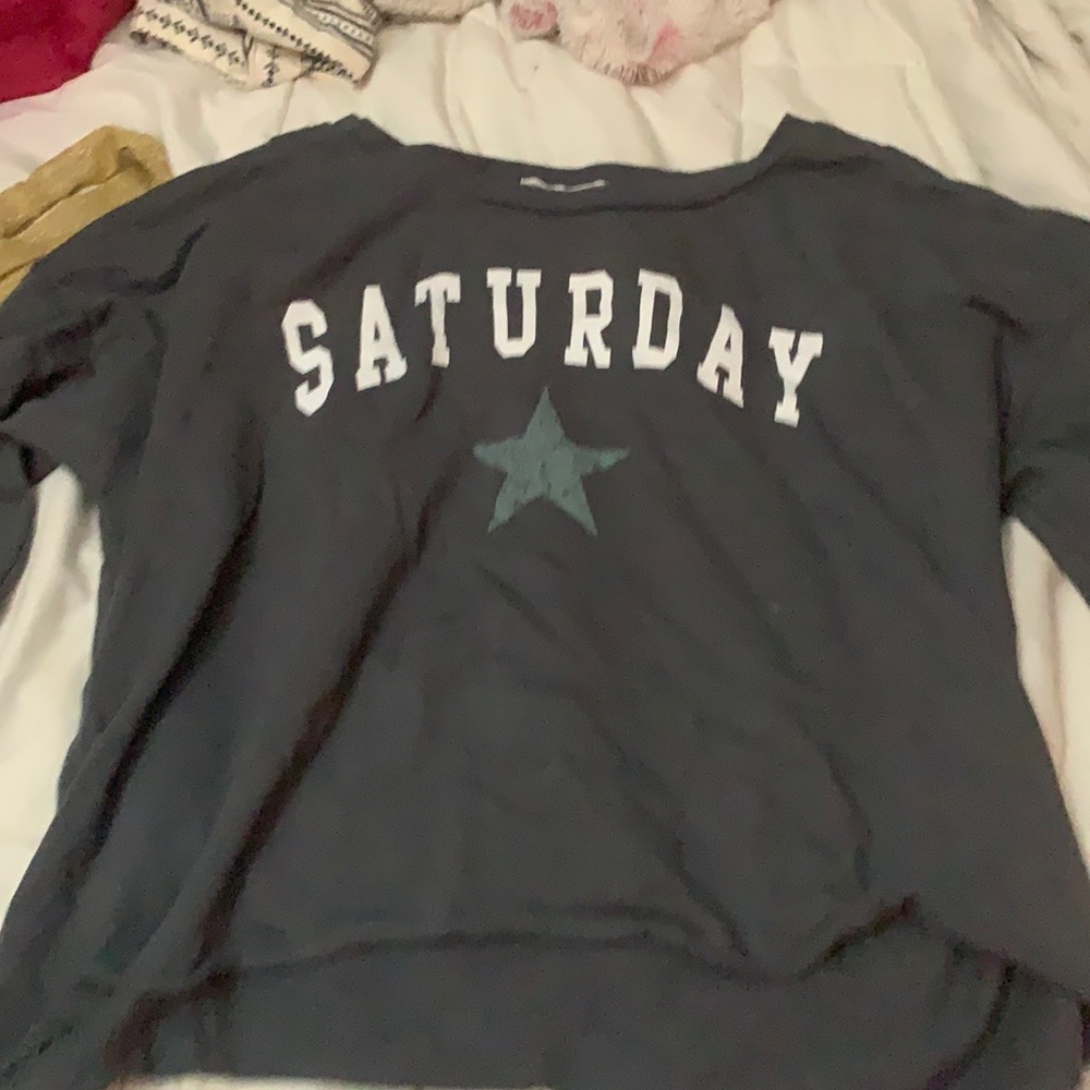 Saturday star long sleeved belly shirt, dark grey